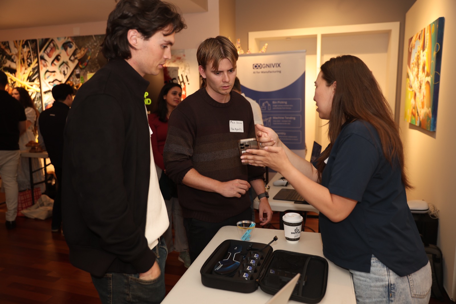 Founder demo conversation after a pitch session